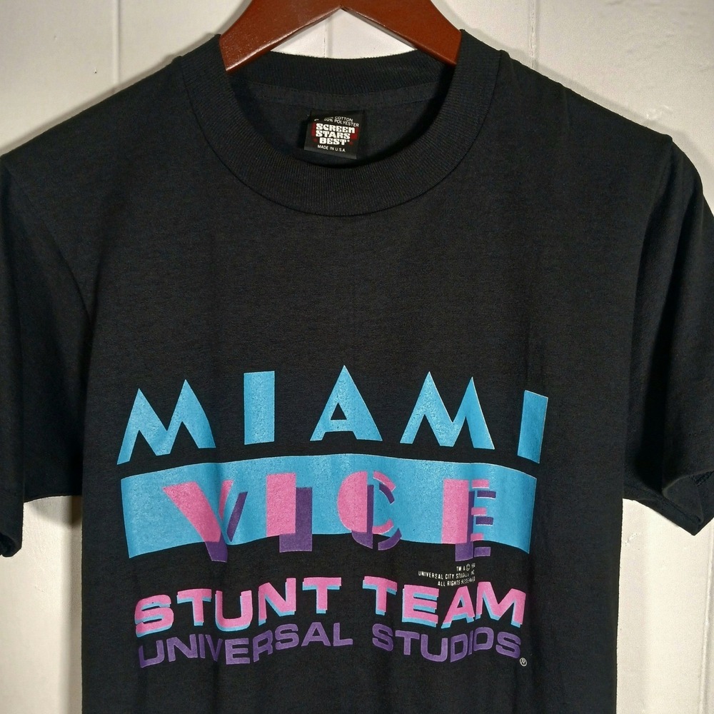 Vintage 1984 Miami Vice STUNT‎ TEAM Single Stitch T-Shirt Screen Stars Small USA